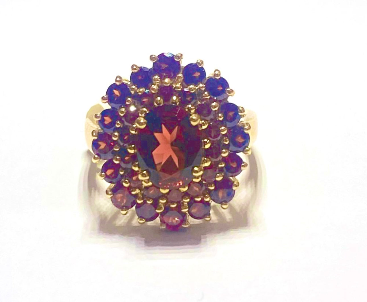 Garnet Gold Cluster Ring