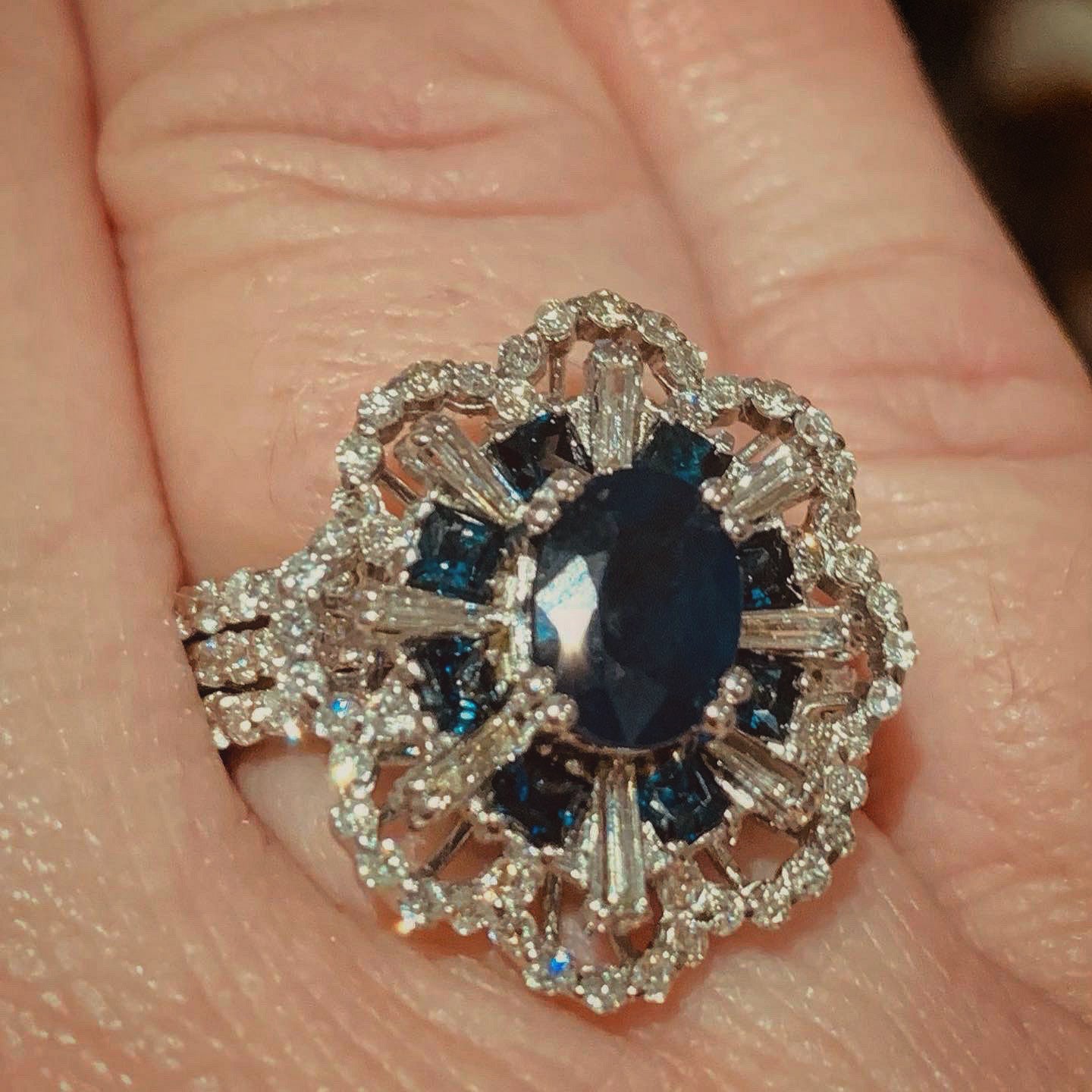 Diamond and Sapphire double ring