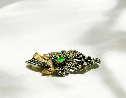 Antique Emerald and Diamond Brooch