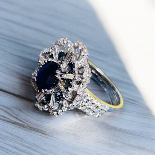 Diamond and Sapphire double ring